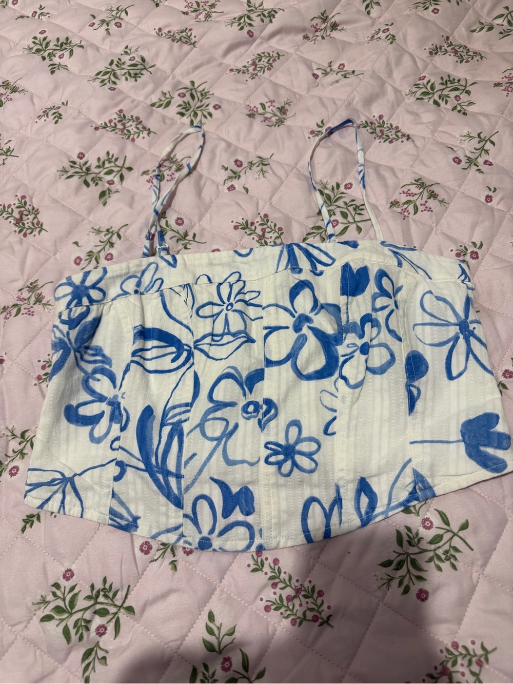 American Eagle Outfitters White Cami with Blue Floral Print